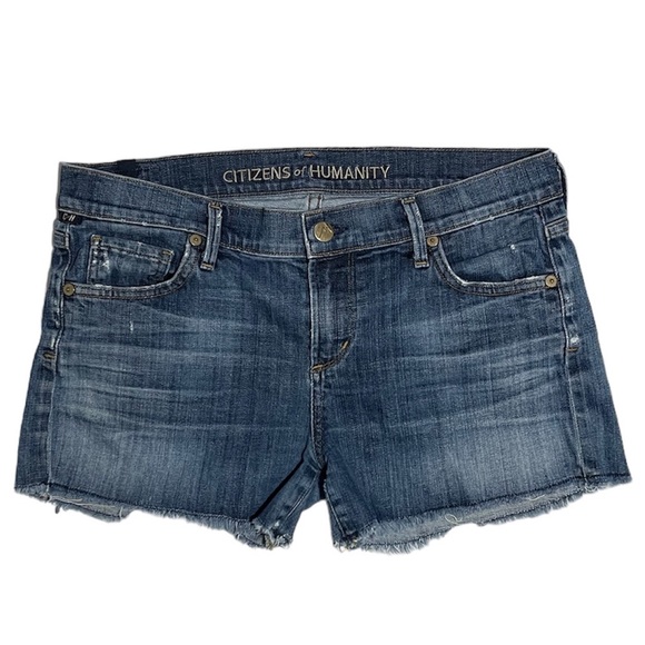 Citizens Of Humanity Pants - Citizens Of Humanity Raw Hem Dark Wash Denim Shorts Size 29